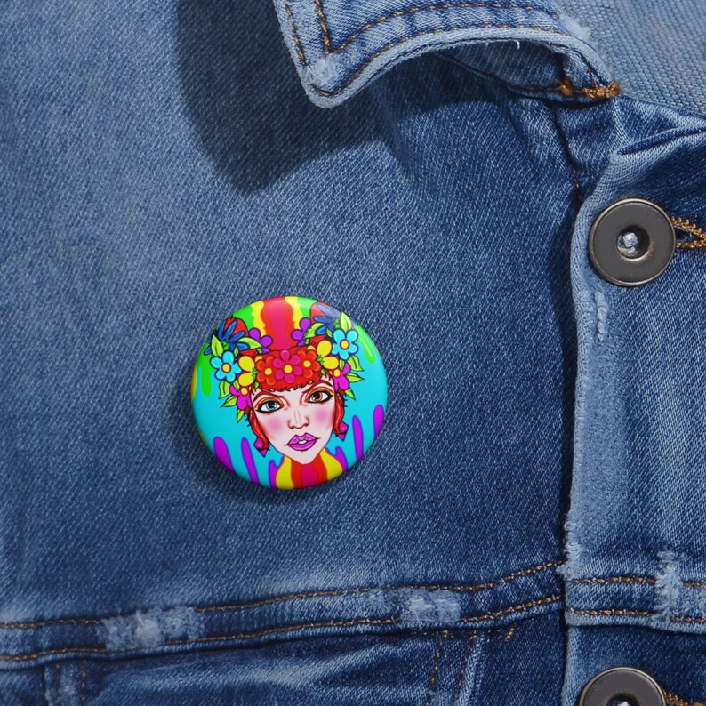 Spilla Bancroft a 4 pin / Opera d'arte originale di Bancroft, artista del Michigan, stile arcobaleno immagine 2