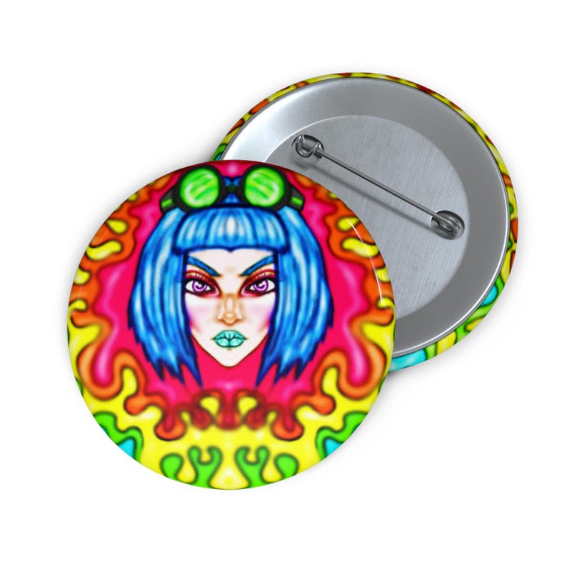 Bancroft 13 Pin Button | Original Art by Bancroft, Michigan Artist, Rainbow Color Style image 3