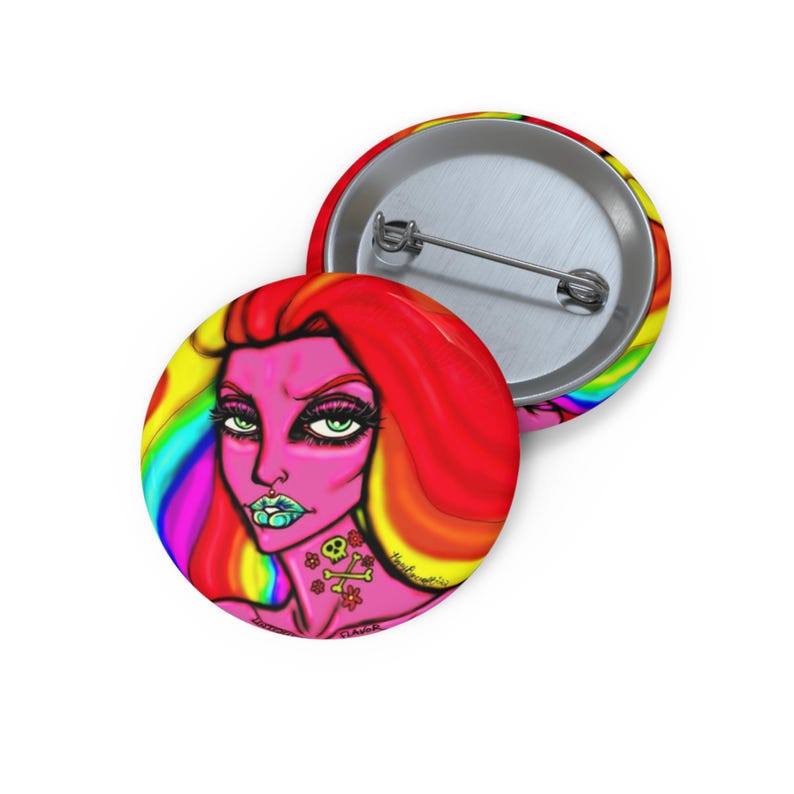 Bancroft 9 Anstecknadel | Originalkunstwerk eines Künstlers aus Bancroft, Michigan, im Regenbogenfarben-Stil Bild 1