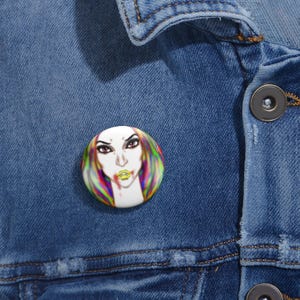 Bancroft 15 Pin Button | Original Art by Bancroft, Michigan Artist, Rainbow Color Style image 2