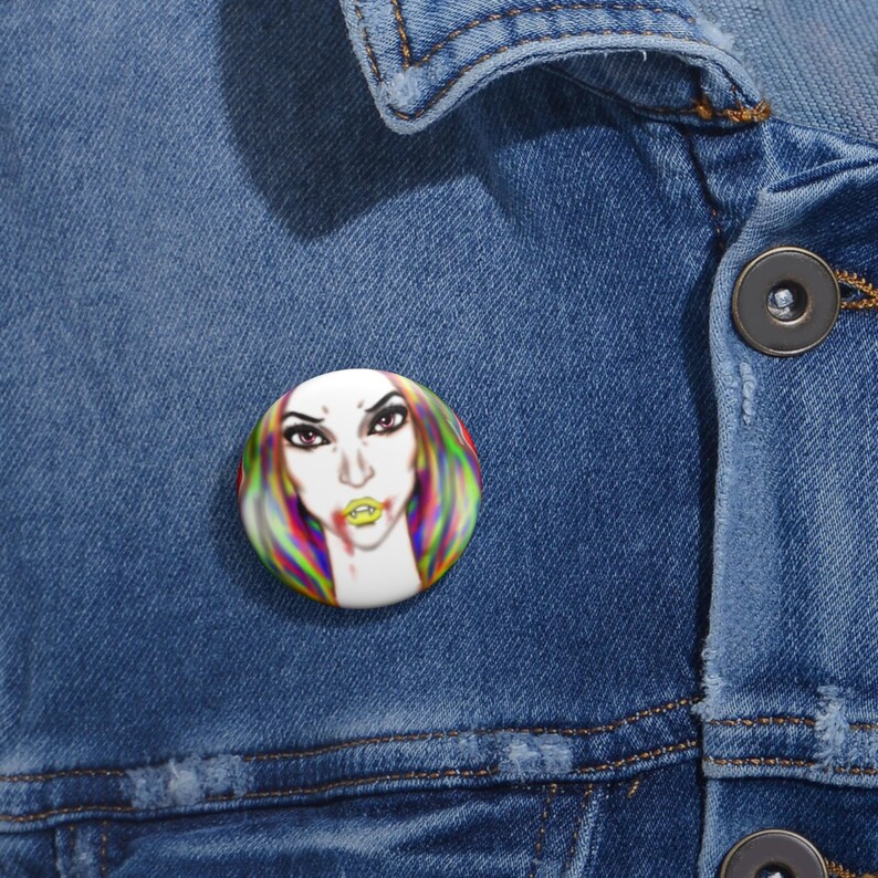 Bancroft 15 Pin Button | Original Art by Bancroft, Michigan Artist, Rainbow Color Style image 2