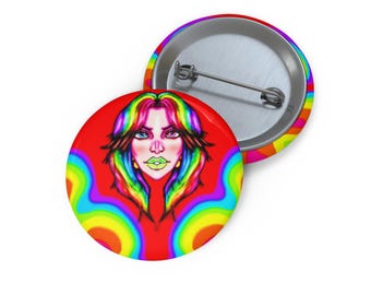 Bancroft 5 Pin Button | Original Art by Bancroft, Michigan Artist, Rainbow Color Style