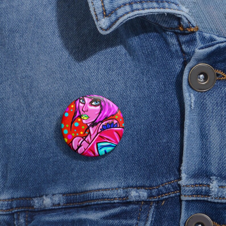 Bancroft 7 Pin Button | Original Art by Bancroft, Michigan Artist, Rainbow Color Style image 2