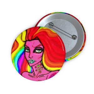 Bancroft 9 Anstecknadel | Originalkunstwerk eines Künstlers aus Bancroft, Michigan, im Regenbogenfarben-Stil Bild 3