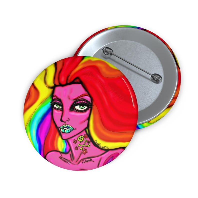 Bancroft 9 Anstecknadel | Originalkunstwerk eines Künstlers aus Bancroft, Michigan, im Regenbogenfarben-Stil Bild 3
