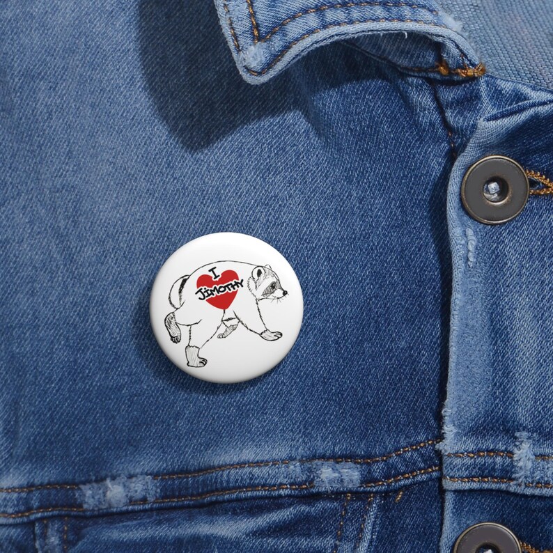 Jimothy Raccoon Pin Button | Seattle's Internet-Famous Raccoon, I Heart Jimothy, Viral Trash Panda Badge image 2