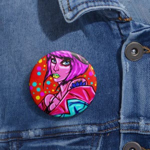 Bancroft 7 Pin Button | Original Art by Bancroft, Michigan Artist, Rainbow Color Style image 4