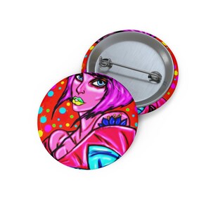 Bancroft 7 Pin Button | Original Art by Bancroft, Michigan Artist, Rainbow Color Style image 1