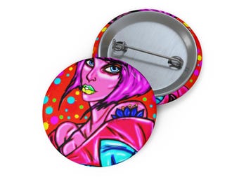 Bancroft 7 Pin Button | Original Art by Bancroft, Michigan Artist, Rainbow Color Style