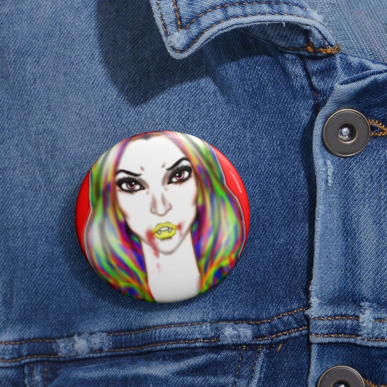 Bancroft 15 Pin Button | Original Art by Bancroft, Michigan Artist, Rainbow Color Style image 4