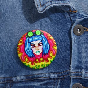 Bancroft 13 Pin Button | Original Art by Bancroft, Michigan Artist, Rainbow Color Style image 4