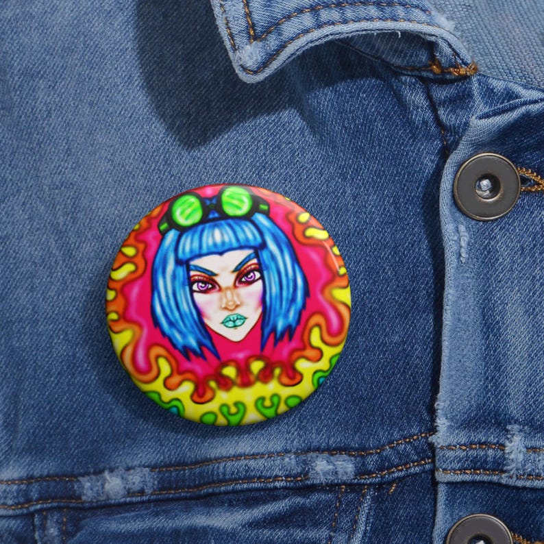 Bancroft 13 Pin Button | Original Art by Bancroft, Michigan Artist, Rainbow Color Style image 4