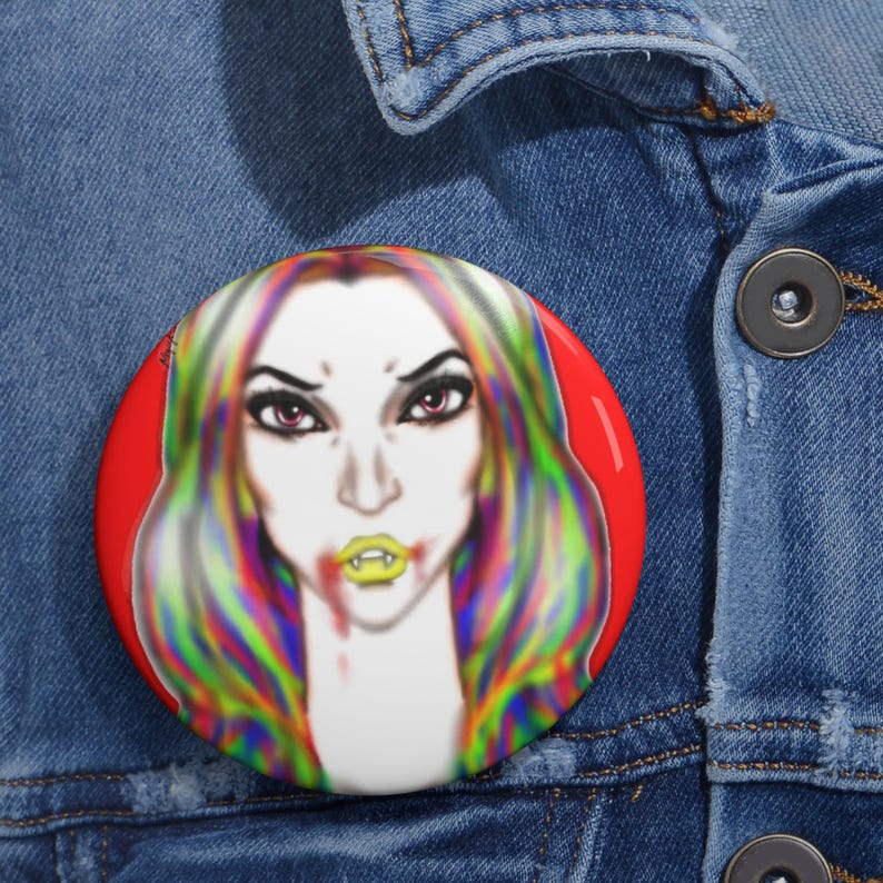 Bancroft 15 Pin Button | Original Art by Bancroft, Michigan Artist, Rainbow Color Style image 6