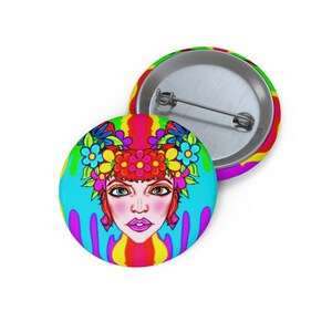 Spilla Bancroft a 4 pin / Opera d'arte originale di Bancroft, artista del Michigan, stile arcobaleno immagine 1