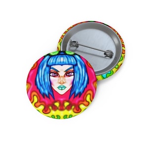 Bancroft 13 Pin Button | Original Art by Bancroft, Michigan Artist, Rainbow Color Style image 1