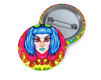 Bancroft 13 Pin Button | Original Art by Bancroft, Michigan Artist, Rainbow Color Style