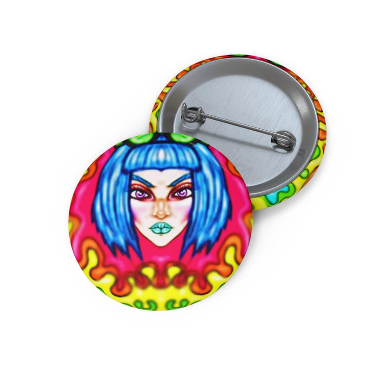 Bancroft 13 Pin Button | Original Art by Bancroft, Michigan Artist, Rainbow Color Style image 1