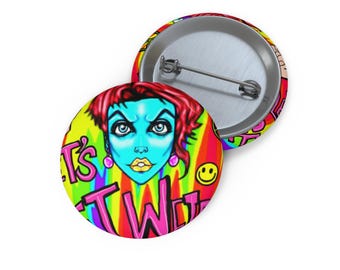 Bancroft 6 Pin Button | Original Art by Bancroft, Michigan Artist, Rainbow Color Style