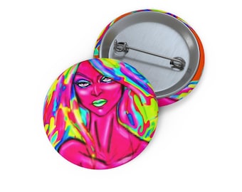 Bancroft 3 Pin Button | Original Art by Bancroft, Michigan Artist, Rainbow Color Style