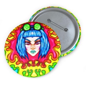Bancroft 13 Pin Button | Original Art by Bancroft, Michigan Artist, Rainbow Color Style image 5