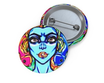 Bancroft 8 Pin Button | Original Art by Bancroft, Michigan Artist, Rainbow Color Style