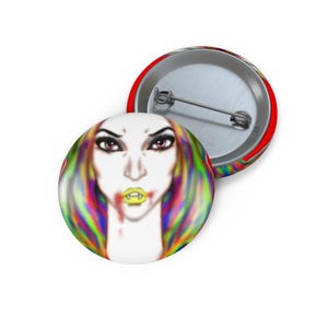 Bancroft 15 Pin Button | Original Art by Bancroft, Michigan Artist, Rainbow Color Style image 1