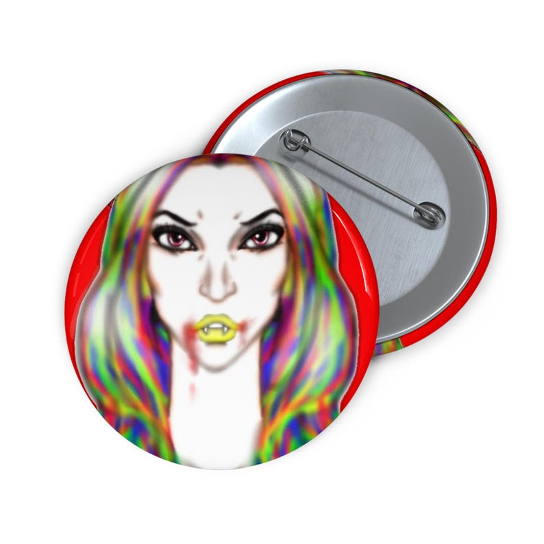 Bancroft 15 Pin Button | Original Art by Bancroft, Michigan Artist, Rainbow Color Style image 3
