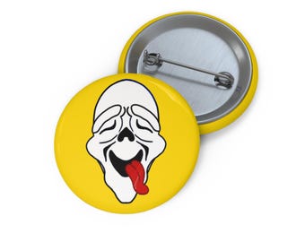 Pełna przypinka „Zooted Ghost Face”, przypinka „High Ghostface”, zabawna przypinka „Stoner Horror”, odznaka z przekrwionymi oczami, przypinka z memem na żółtym tle