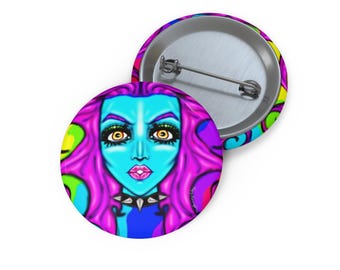 Bancroft 12 Pin Button | Original Art by Bancroft, Michigan Artist, Rainbow Color Style