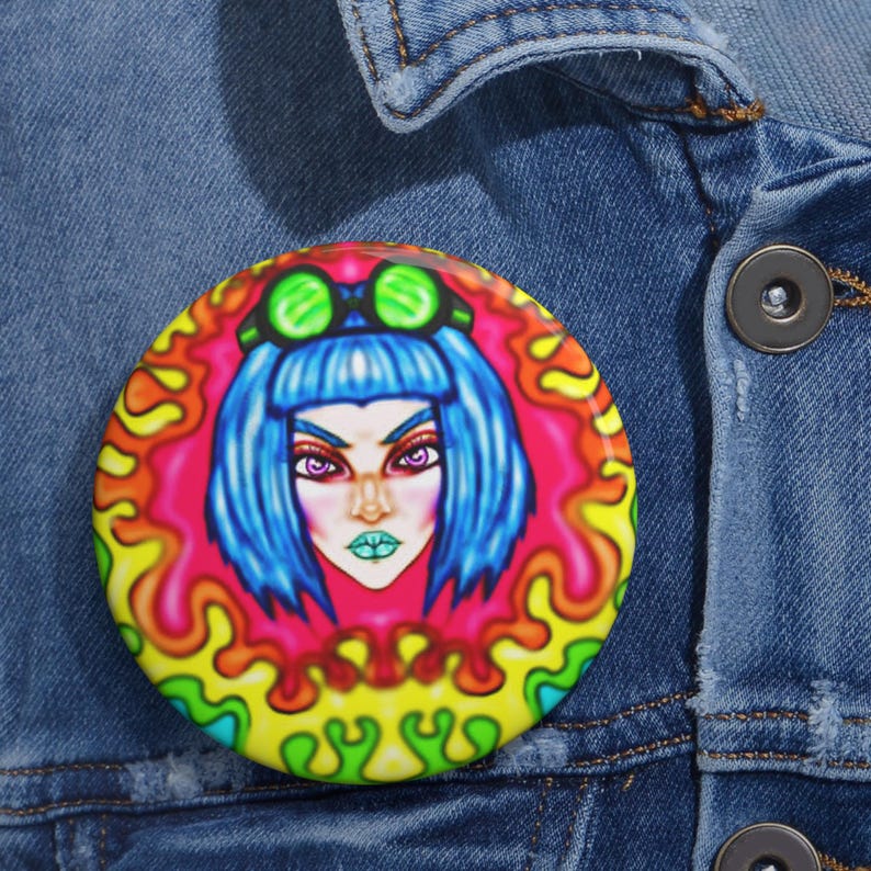Bancroft 13 Pin Button | Original Art by Bancroft, Michigan Artist, Rainbow Color Style image 6