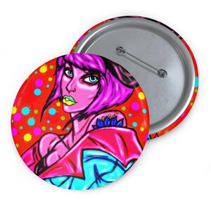 Bancroft 7 Pin Button | Original Art by Bancroft, Michigan Artist, Rainbow Color Style image 5