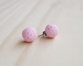 SALE Polymer Clay and Surgical Steel Studs, Handmade, Colourful, Textured in Bubblegum (pink)