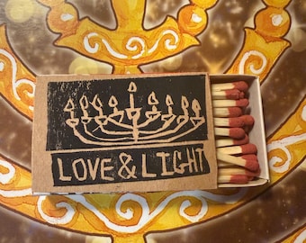 Hanukkah Matches- Linoprint