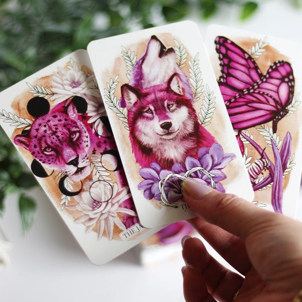 Joyseeker ORACLE Deck | Tiere Pflanzen Blumen und Kristalle, Wahrsagungswerkzeuge, Orakelkarten, Tarot Deck