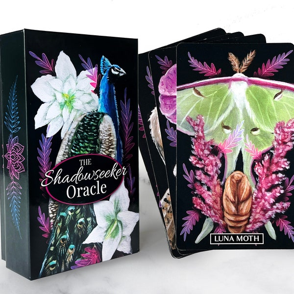 Deck ORACLE Chercheur d'Ombres | Dark Oracle Deck avec animaux, fleurs et plantes, Oracle Cards avec guide, Indie Oracle Deck