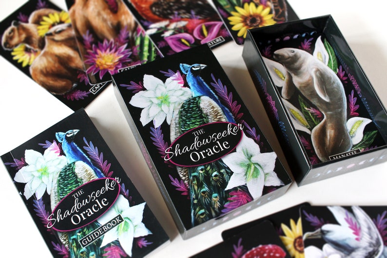 Deck ORACLE Chercheur d'Ombres Dark Oracle Deck avec animaux, fleurs et plantes, Oracle Cards avec guide, Indie Oracle Deck image 1