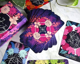 Plant Joy TAROT Deck | Plants Flowers and Animals, Indie Tarot Oracle Cards, Divination Tools