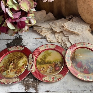 Three Scenic Metal Dehar England Plates In As In Condition