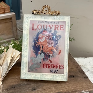 Ornate Brass and glass easel photo or picture frame sign frame
