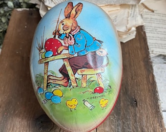 Papier-mâché Easter Egg Bunny Artist Made in Germany Signed M. Drechsel