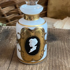Beautiful Cameo Perfume Glass Vintage Bottle