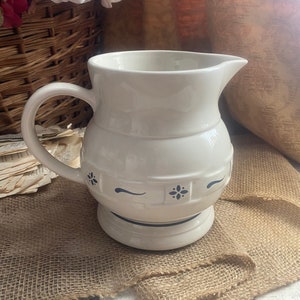 Longaberger Blue and White Woven Traditions  Drink Pitcher Vintage Longabeger