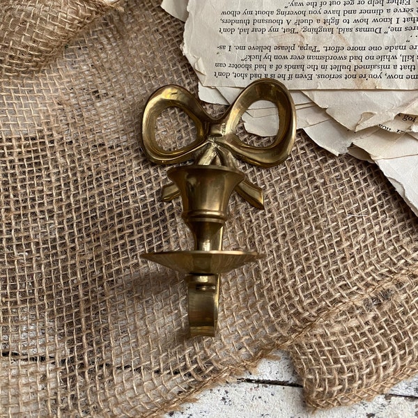 Small Brass Bow Hanging Taper Candleholder