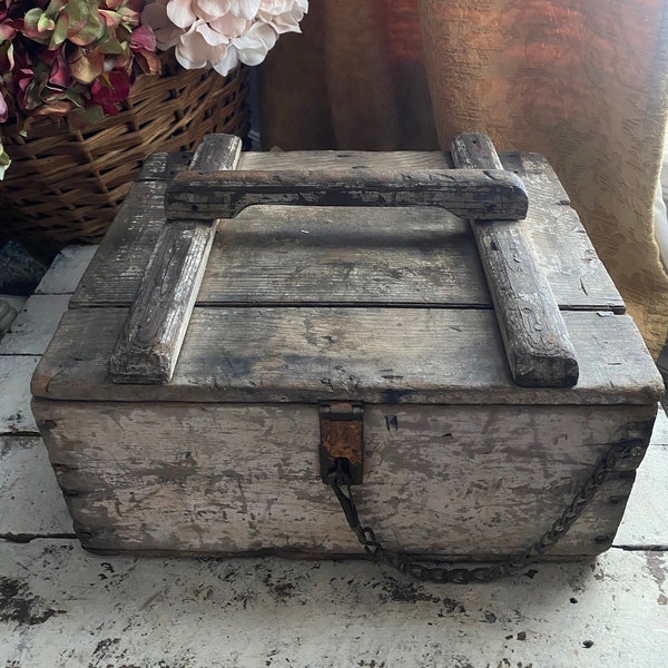 Primitive Rustic Money Box Antique box with Money Trays