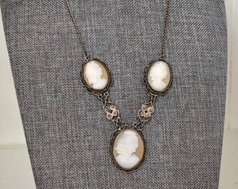 Cameo Antique 800 Silver Necklace Antique Sterling Shell Cameo Necklace