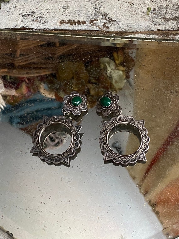 Sterling and Malachite Clip on Southwester Vintage