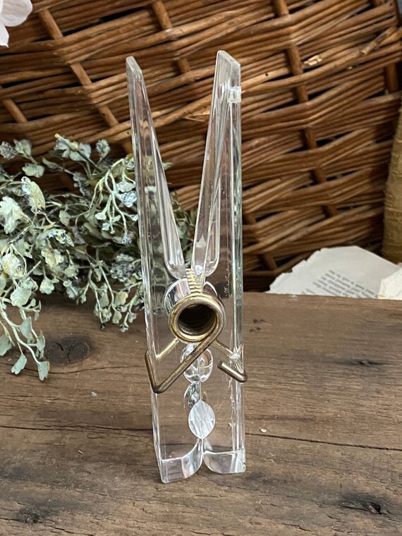 Oversized Vintage Lucite Clothespin Memo Holder Novelty Etsy