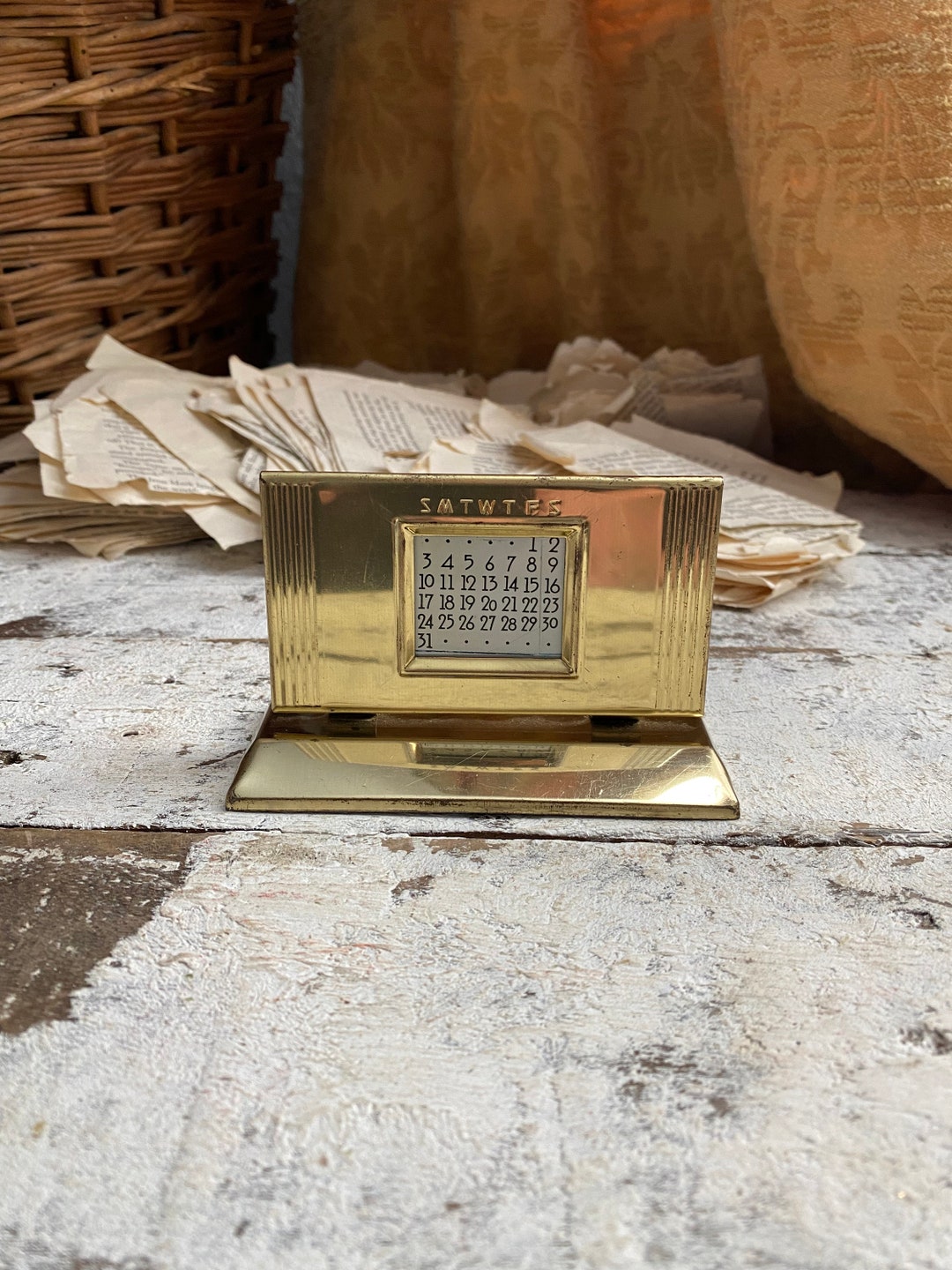 Brass Vintage Perpetual Calendar Desk Calendar Vintage Brass Etsy