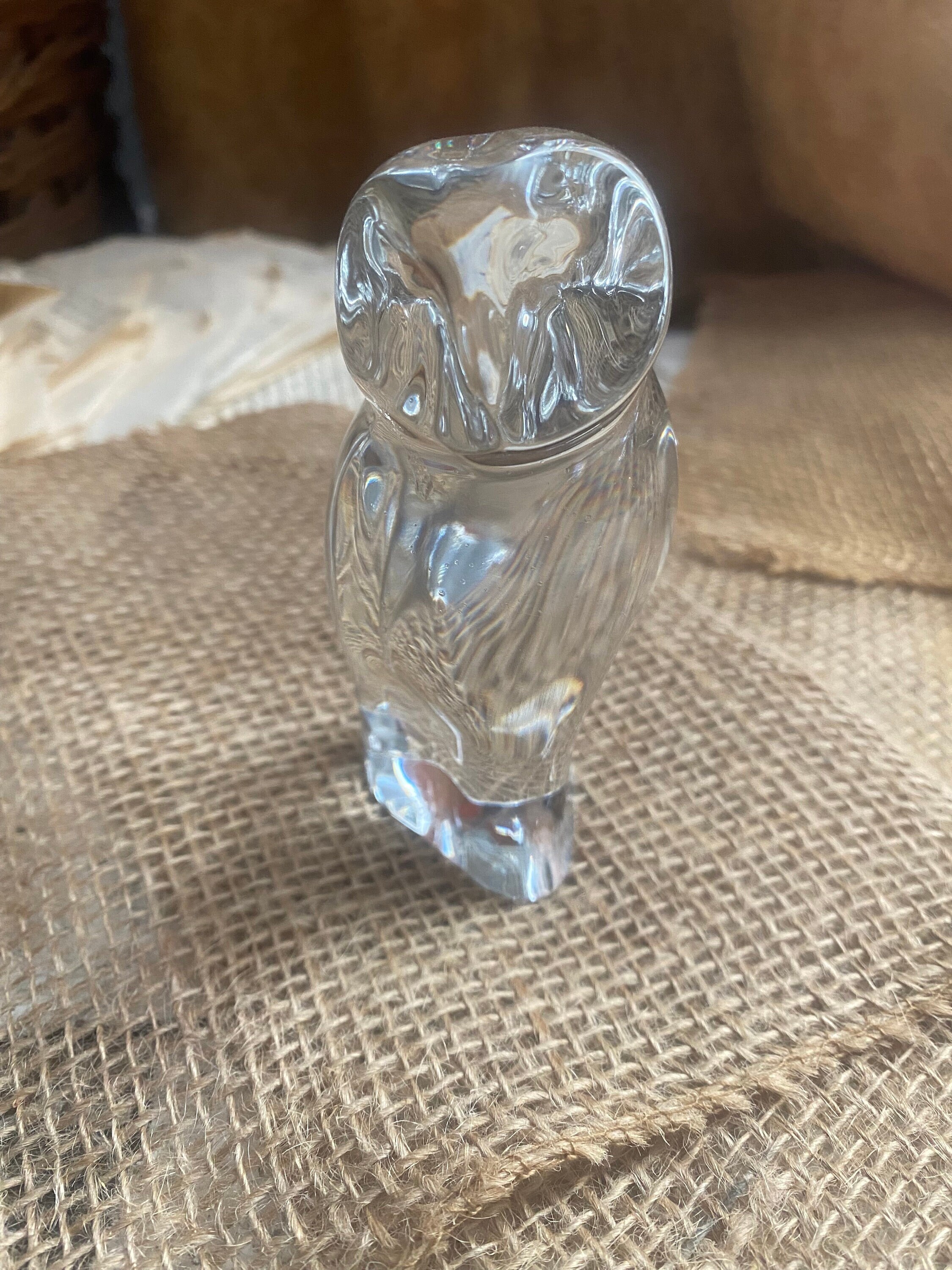 French Baccarat Crystal Owl Figurine Vintage Baccarat