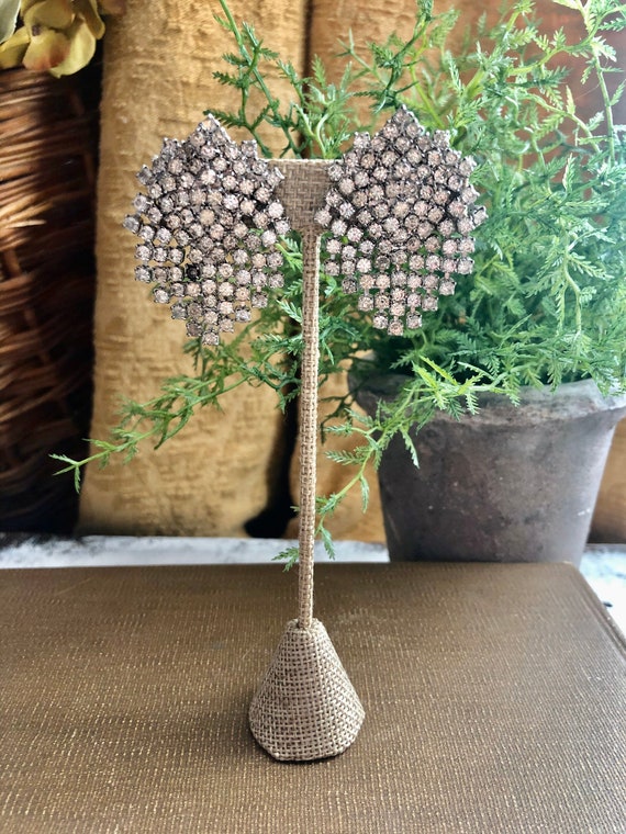 Rhinestone Earrings Clip Earring Statement Earrin… - image 2